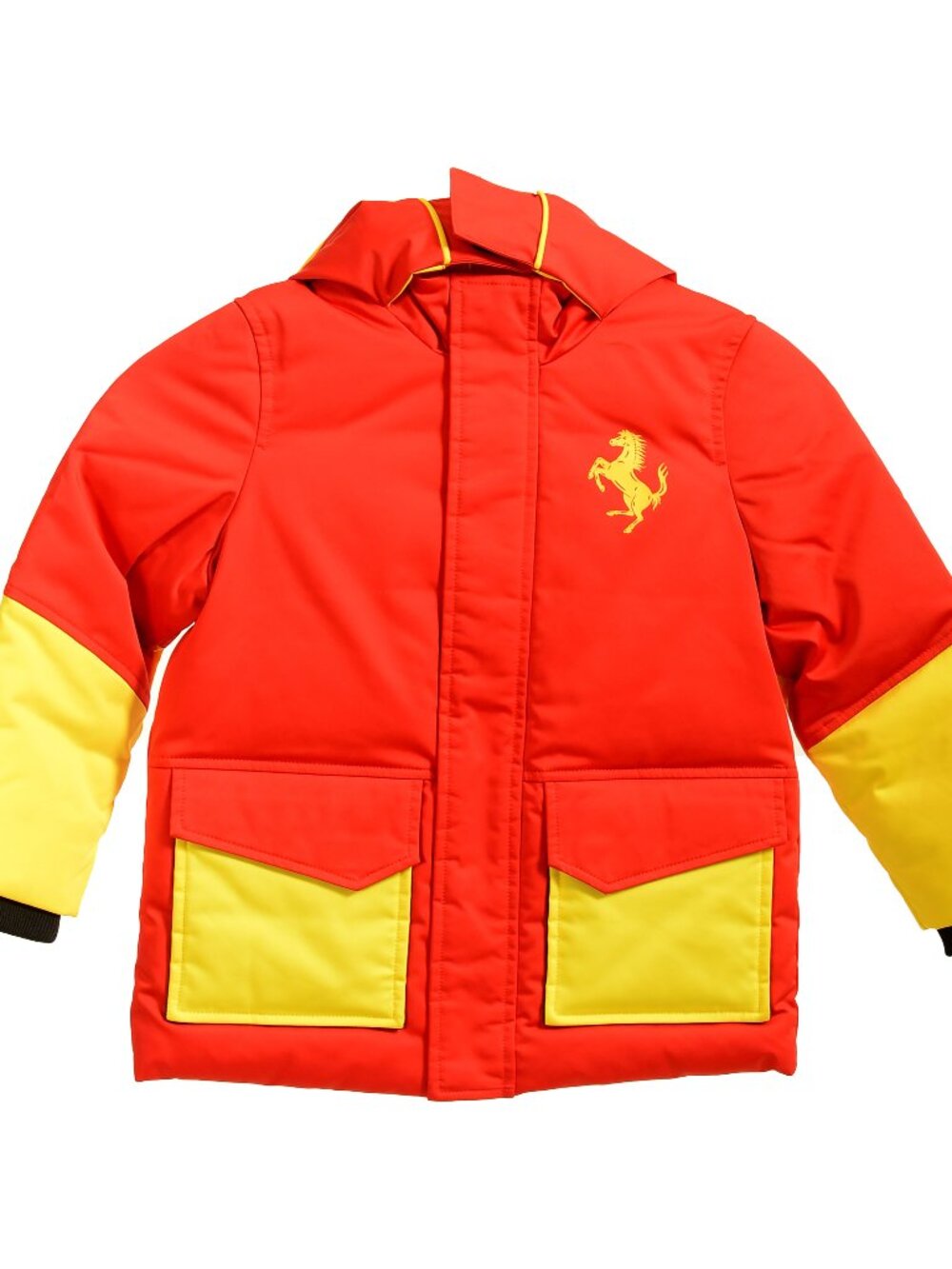Scuderia Ferrari Boy Red Full Zip Hooded Down Jacket Coat Sz 7/8 Years